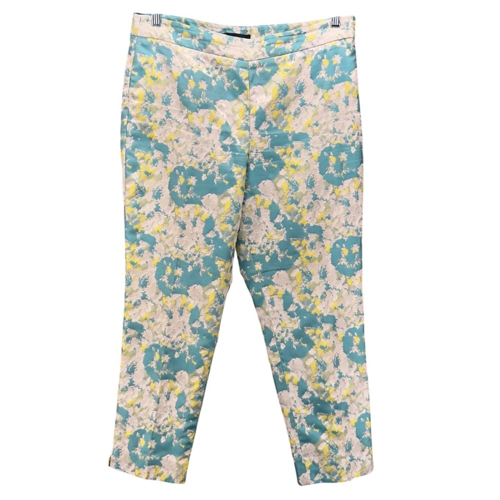 Talbots Floral Pants Blue Green 12‎